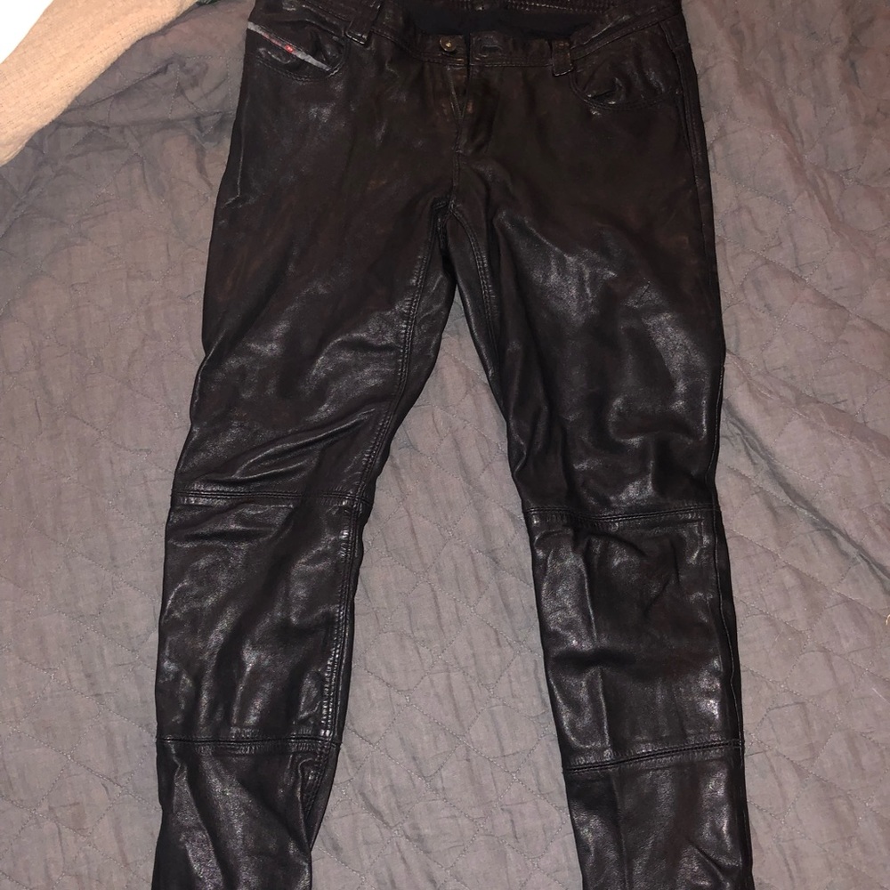 DIESEL BLACK LEATHER PANTS SIZE 27